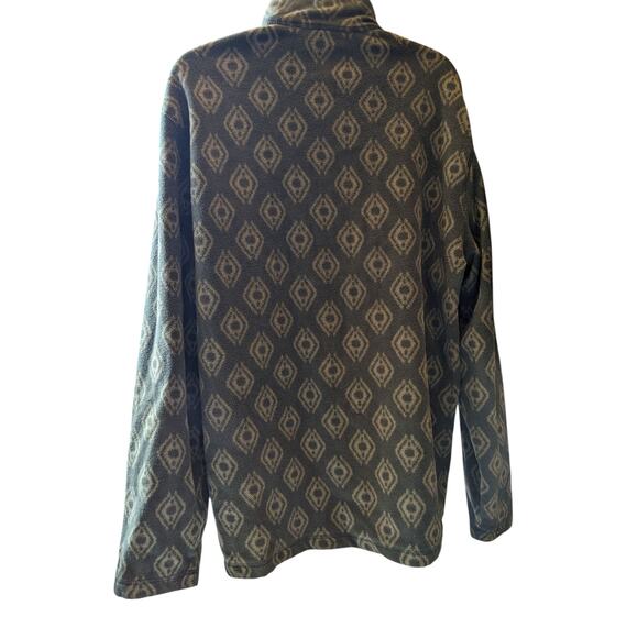 Eddie Bauer Men's Large Fleece Pullover Jacket Aztec Diamond Pattern Green - Picture 14 of 16